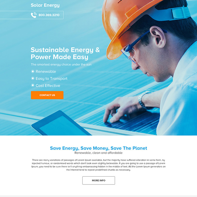 solar energy company lead capture landing page design Solar Energy example