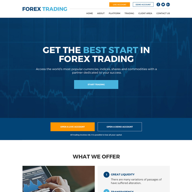 forex trading sign up capturing responsive website design Forex Trading example