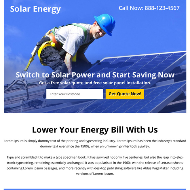 solar energy zip capturing ppv landing page design