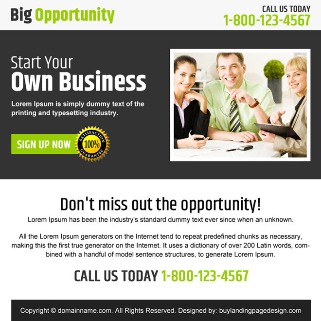 business opportunity sign up capturing ppv landing page