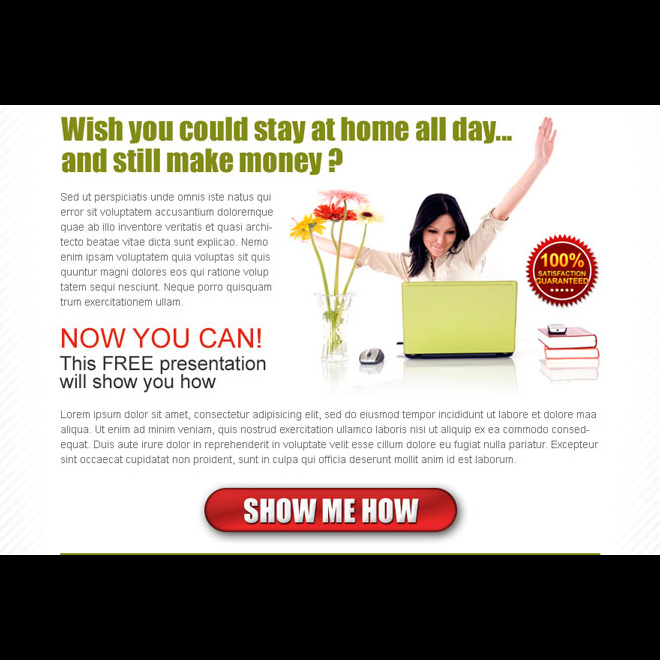 stay at home and make money online effective ppv lander design Make Money Online example