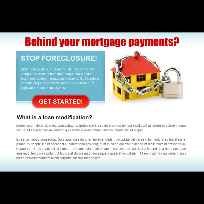 behind on your mortgage payment attractive and effective ppv landing page design