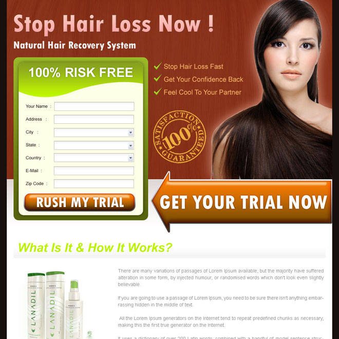 stop hair loss now effective lead capture landing page design for sale