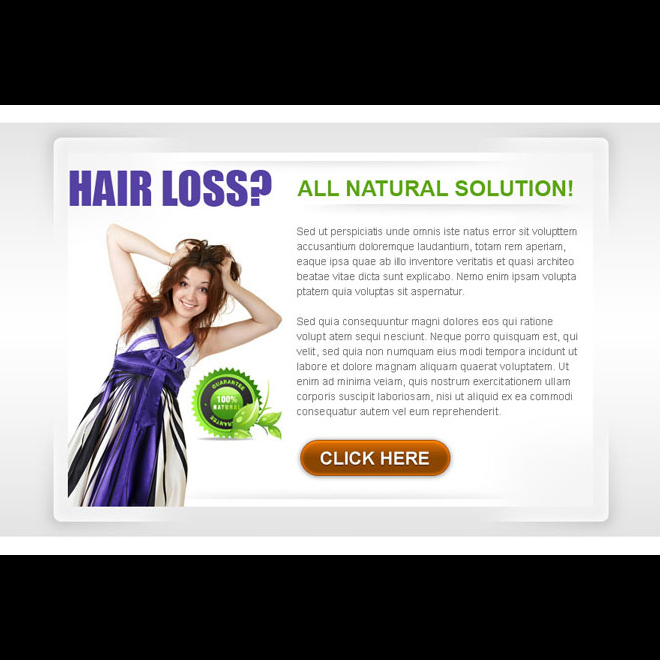 natural solution to stop your hair loss clean and appealing ppv landing page design Hair Loss example