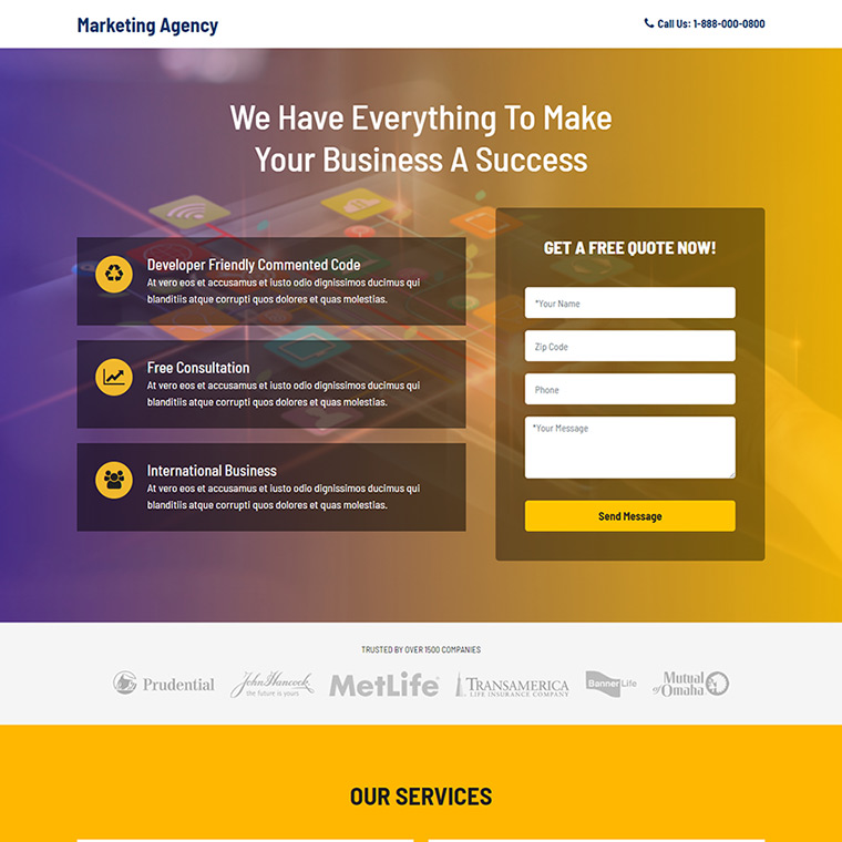 marketing agency lead capture responsive landing page Marketing example