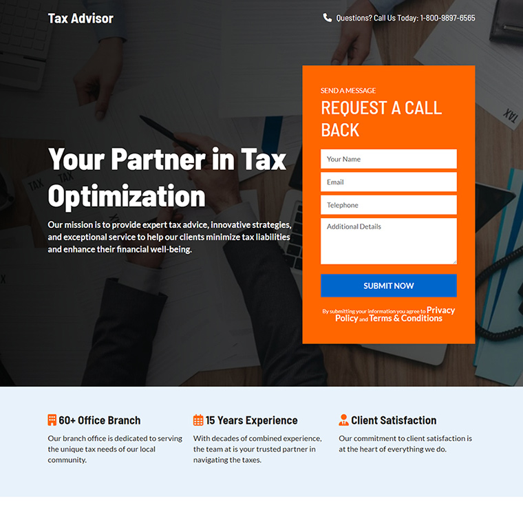 tax advisor free consultation responsive landing page Tax example