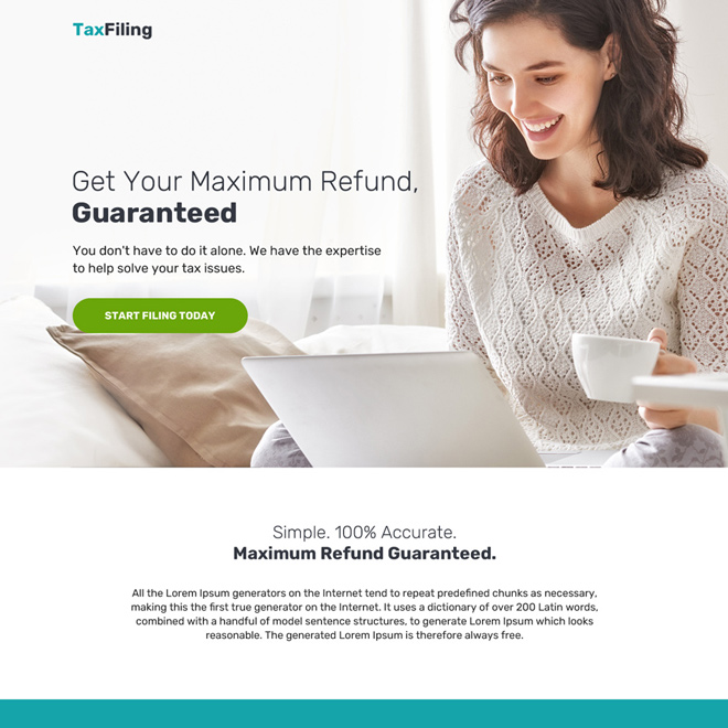 minimal tax filing bootstrap landing page design