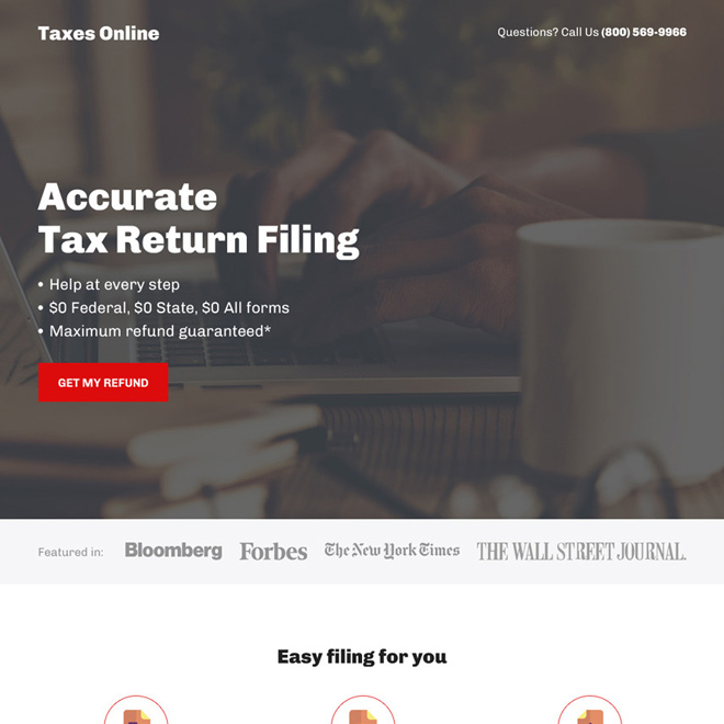 accurate tax return filing responsive landing page design Tax example