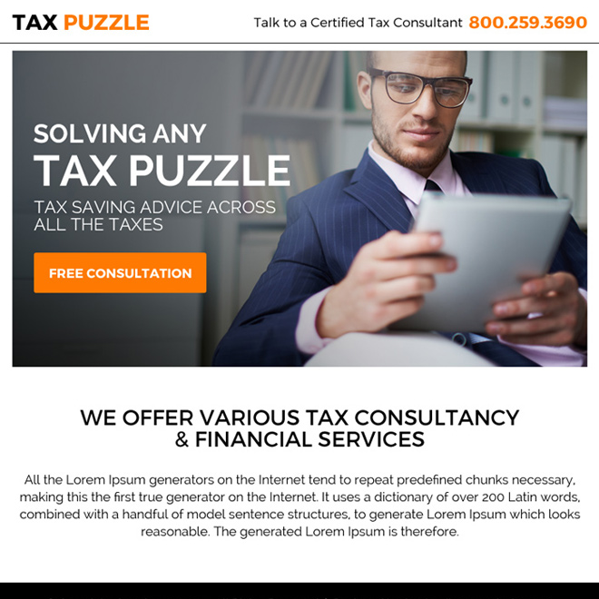 tax saving free consultation ppv landing page design Tax example