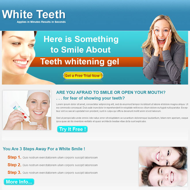 teeth whitening click through landing page design for sale landing page design example