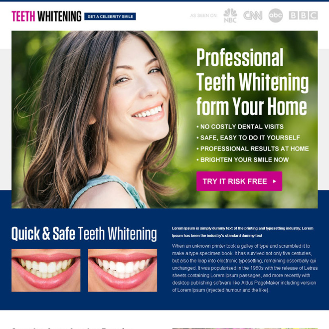 teeth whitening ppc landing page design template