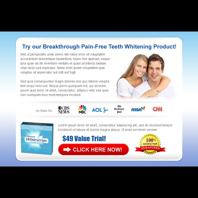 converting and clean teeth whitening ppv landing page design template Teeth Whitening example