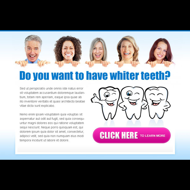 want to have whiter teeth call to action attractive and appealing ppv landing page design Teeth Whitening example