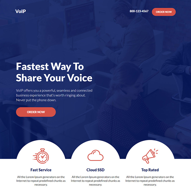 telecom and cloud services responsive landing page Business example
