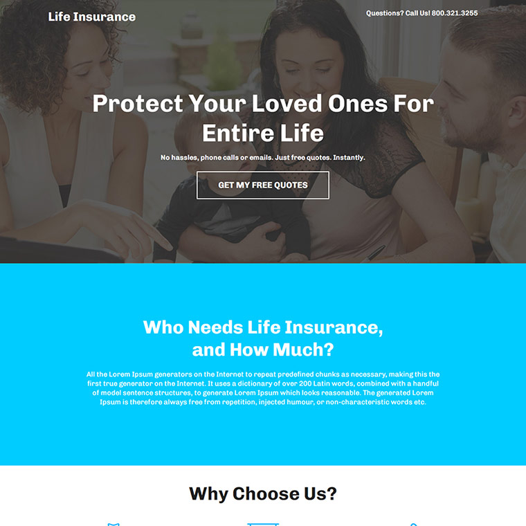 term life insurance free consultation landing page Life Insurance example