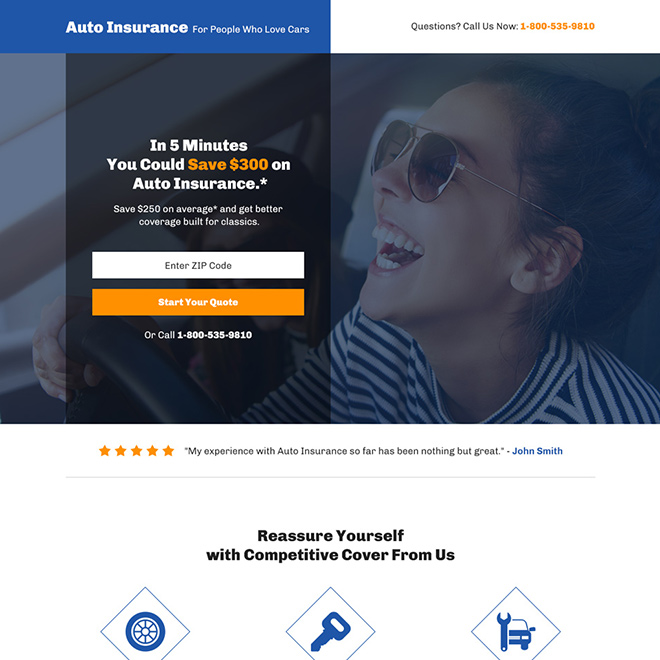 auto insurance coverage bootstrap landing page