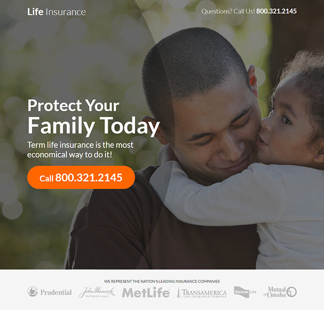 life insurance company click to call landing page design