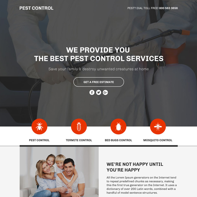 pest control service responsive funnel page design