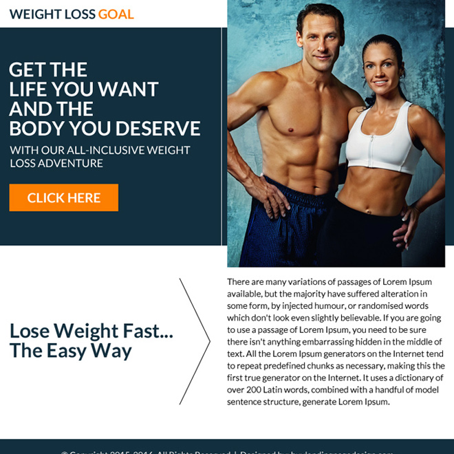 weight loss goal call to action ppv landing page Weight Loss example