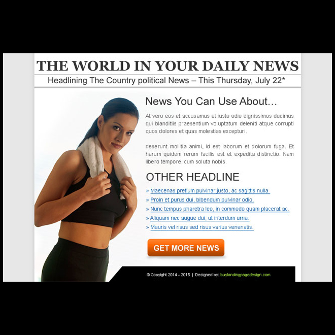 the world daily news clean and effective ppv landing page Miscellaneous example