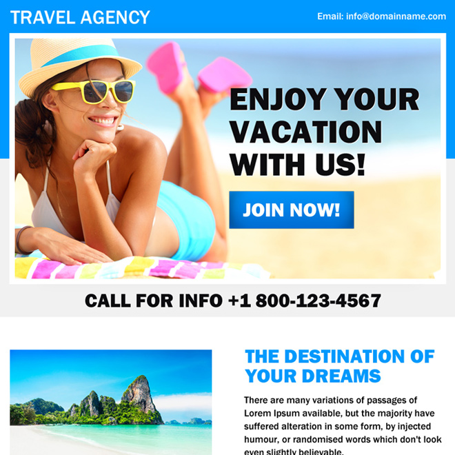 effective travel agency ppv landing page design Travel example