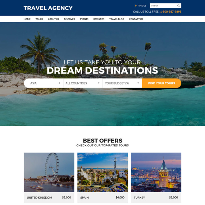 travel agency best converting responsive website design Travel example