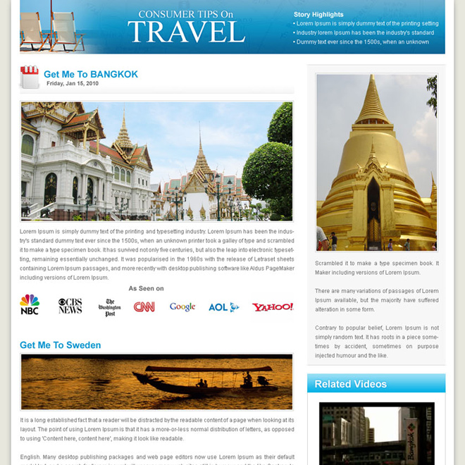 flog style travel landing page design template