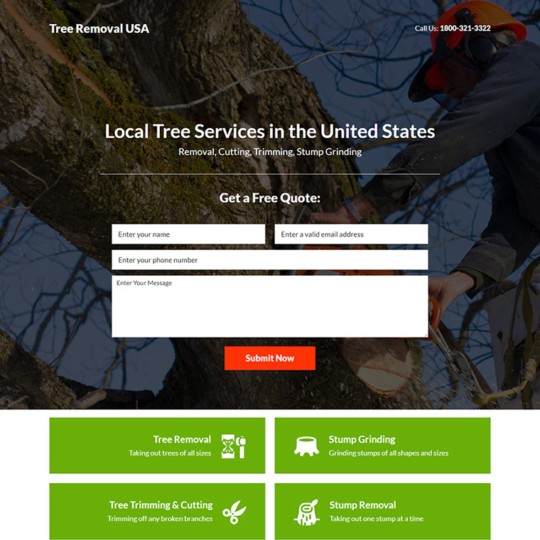 tree cutting and removal services landing page Home Improvement example