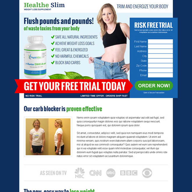 weight loss supplement free trial effective html landing page design Weight Loss example