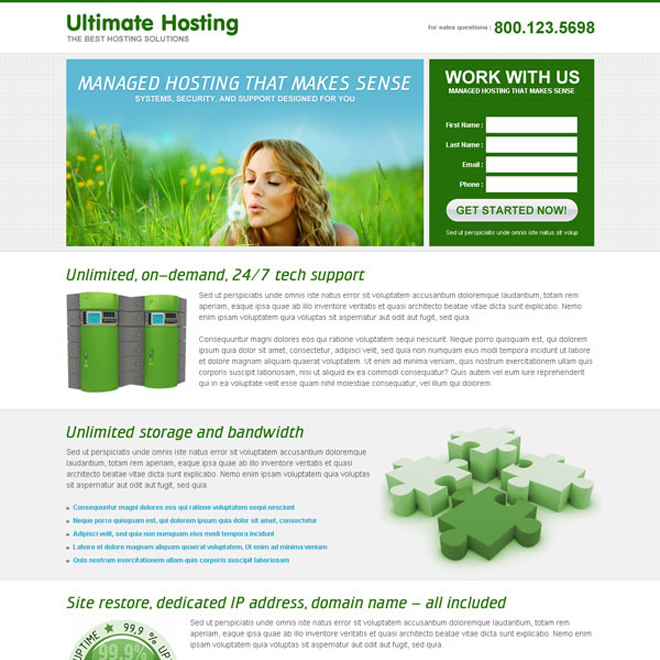 ultimate hosting lead capture landing page to increase your leads and sales Web Hosting example