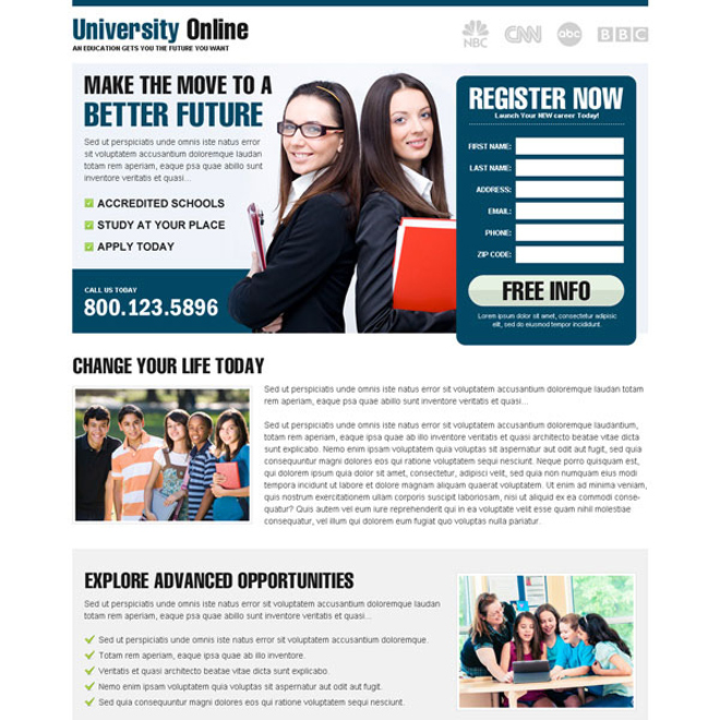 most appealing and converting lead gen landing page for education to get you higher conversion