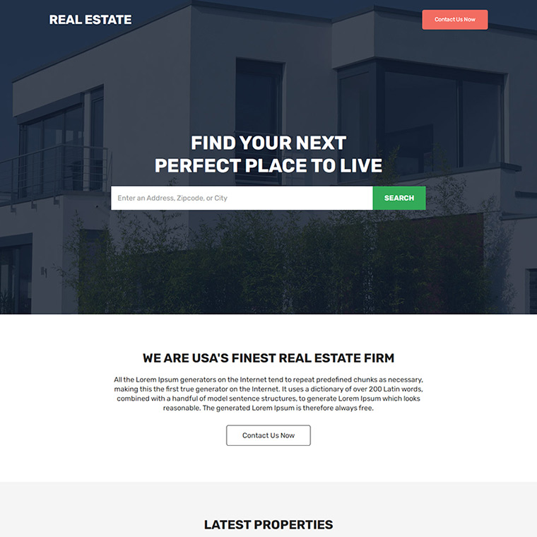 real estate firm lead capture responsive landing page Real Estate example