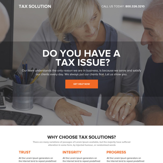 professional tax solutions responsive landing page design Tax example