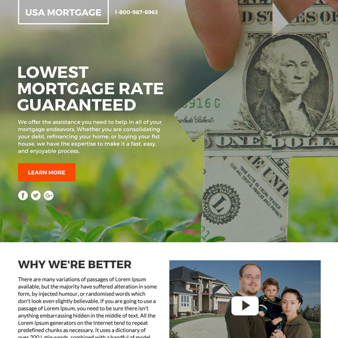 lowest mortgage rates lead funnel responsive landing page design Mortgage example