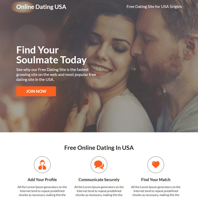 free online dating responsive landing page Dating example