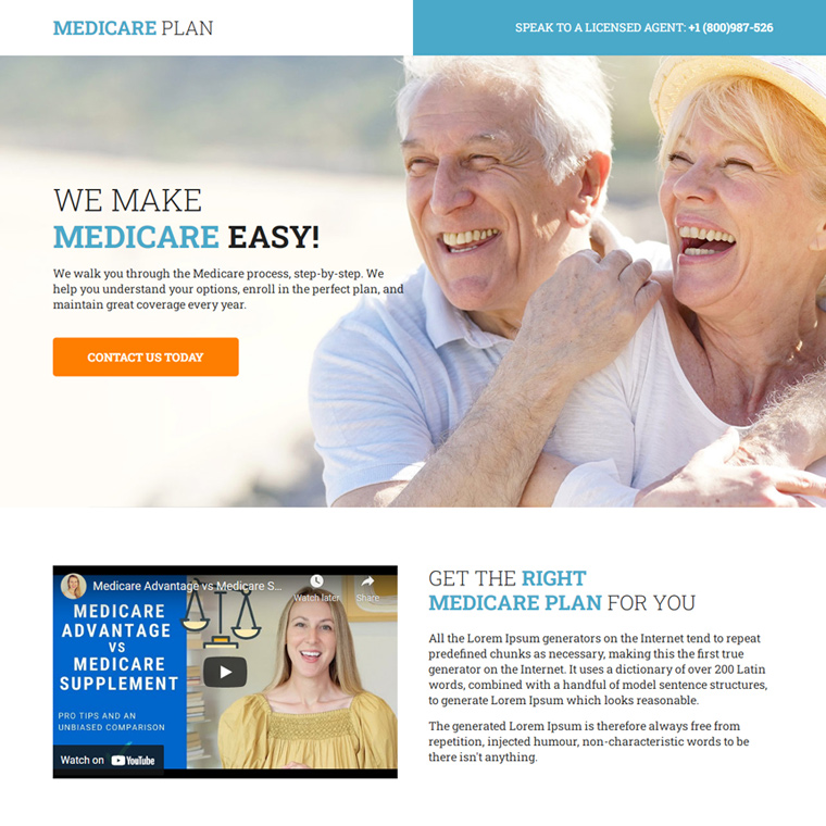 medicare plan responsive landing page