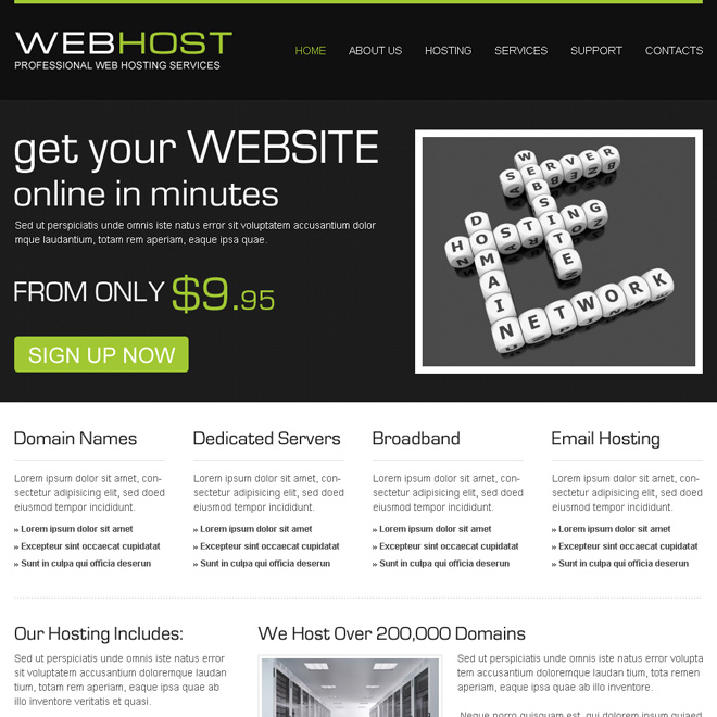 web hosting clean and converting html website template Web Hosting example