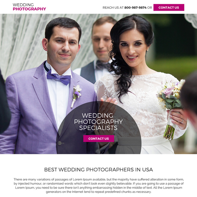 wedding photography responsive landing page design Photography example