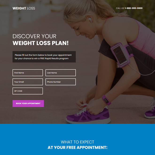 weight loss appointment booking responsive landing page design Weight Loss example