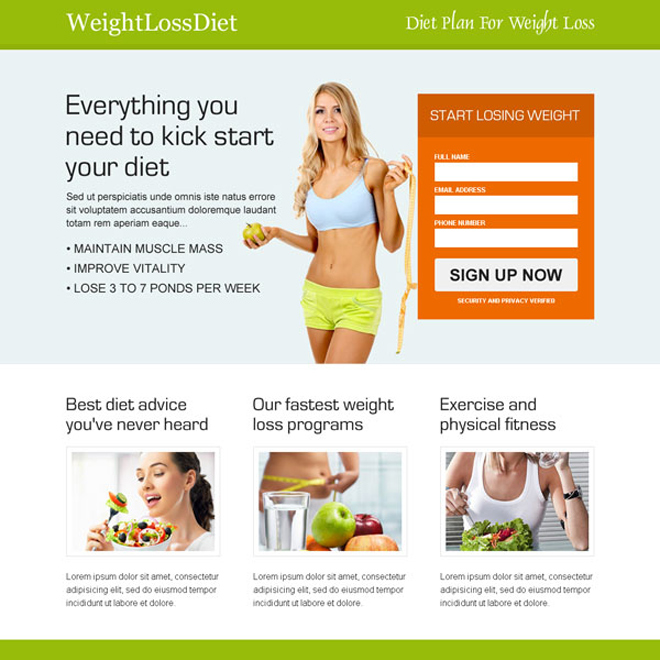 responsive weight loss lead capture landing page Weight Loss example