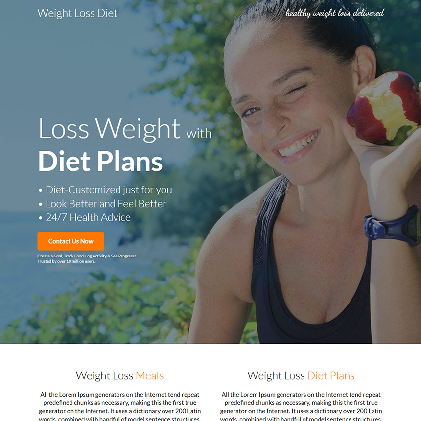weight loss diet plan responsive landing page Weight Loss example
