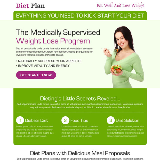 diet plan weight loss responsive landing page design Weight Loss example