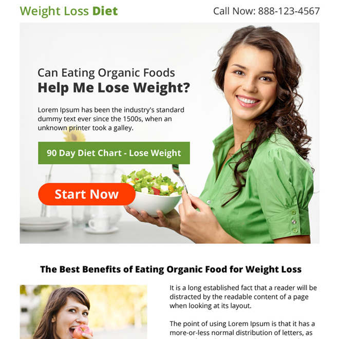 weight loss diet lead capturing strong ppv landing page Weight Loss example