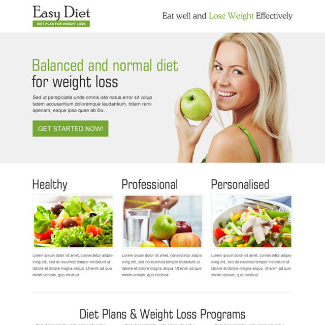 responsive weight loss diet landing page