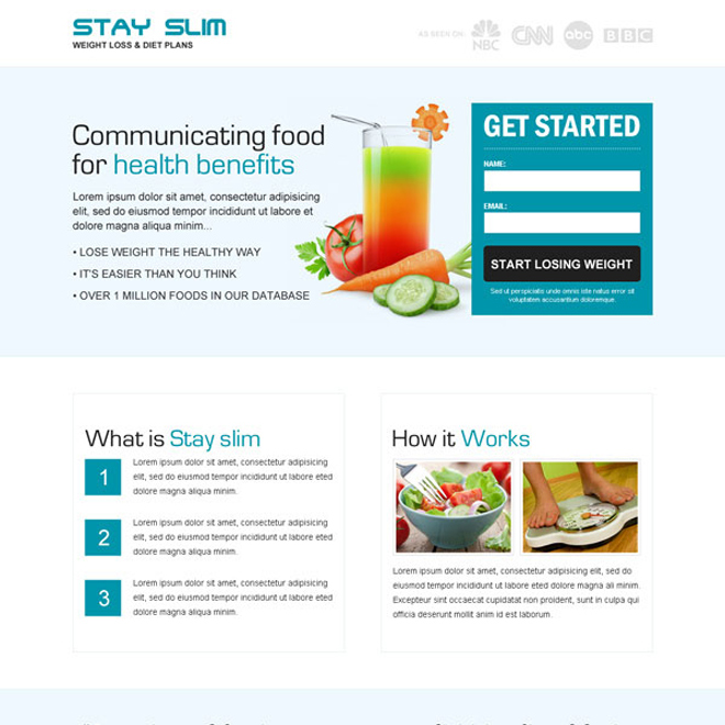 weight loss diet lead capture responsive landing page Weight Loss example