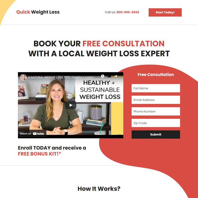 weight loss expert free consultation responsive landing page