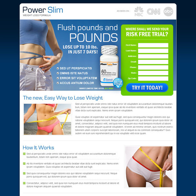 power slim weight loss capsule risk free trial lead capture landing page