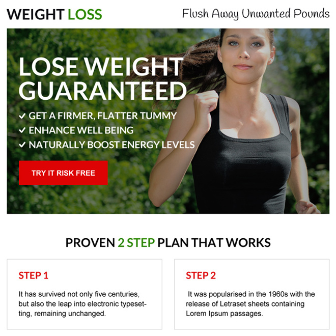 weight loss guaranteed call to action ppv landing page