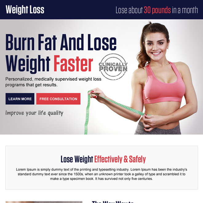 weight loss pay per click responsive landing page Weight Loss example