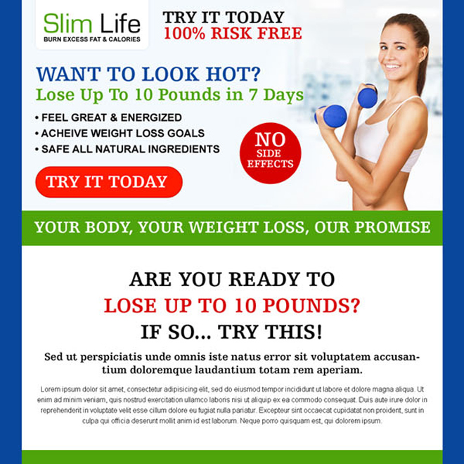 weight loss product long call to action most converting sales page design Sales Page example